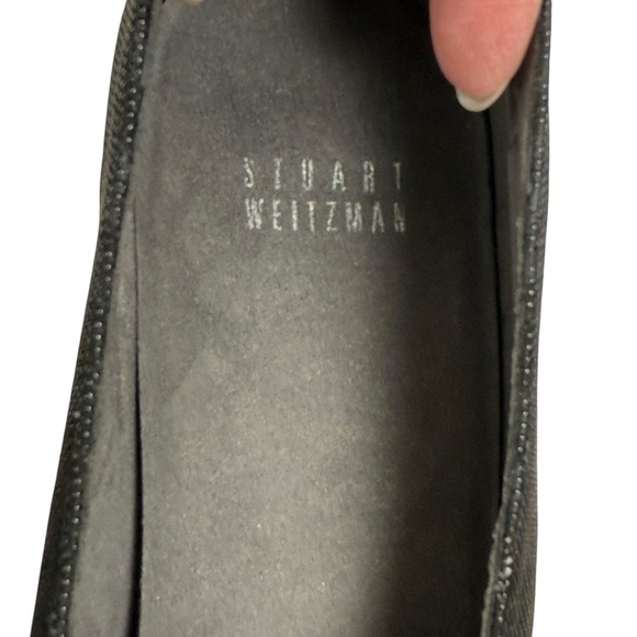 Stuart Weitzman Black Goosebump Leather Block Heel with Metal Trim Size 9 M - Picture 11 of 14